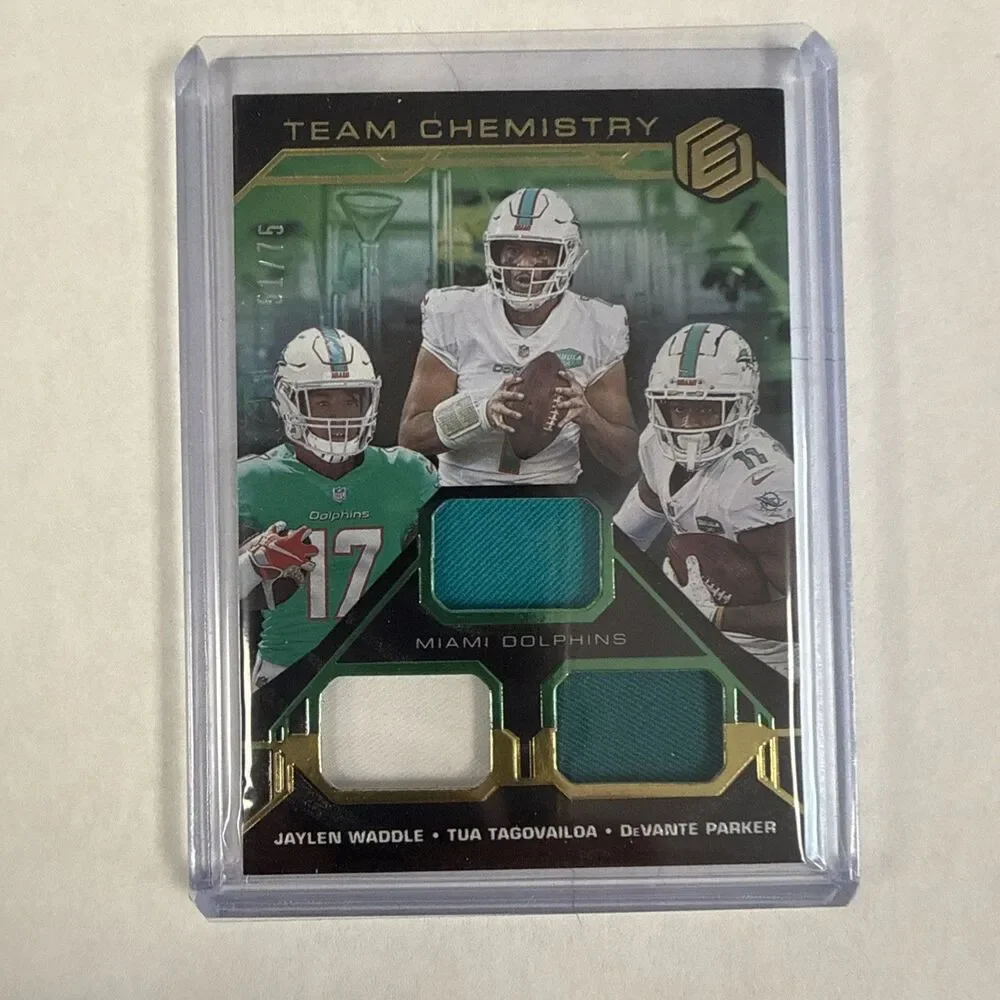 2021 51/75 Tua Tagovailoa Jaylen Waddle Devonte Parker Jersey Card Panini Miami